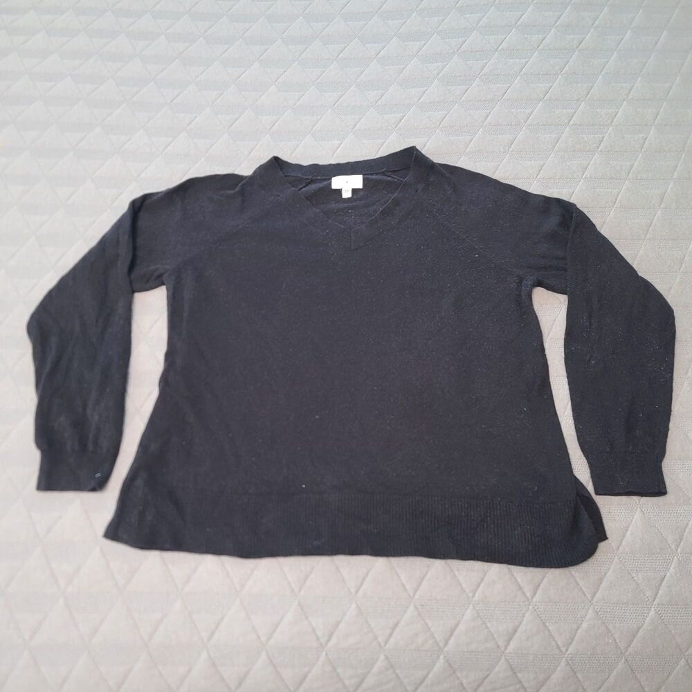Lucky Brand Womens V-Neck Sweater Black Medium
